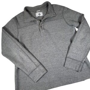 Reigning Champ Mens Heather Grey Snap Henley Pullover Canada M Sweatshirt Fleece